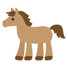 Cute farm horse vector cartoon illustration
