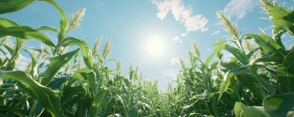 Obraz premium Vibrant Cornfield Under a Sunny Sky