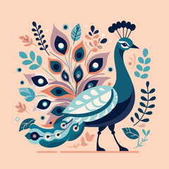 vector image of beautiful peacock