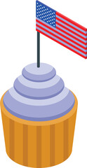 Delicious cupcake celebrating united states independence day with american flag