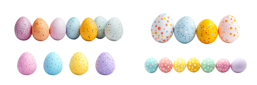 Easter eggs sets collection isolated on transparent background. PNG. Generated AI