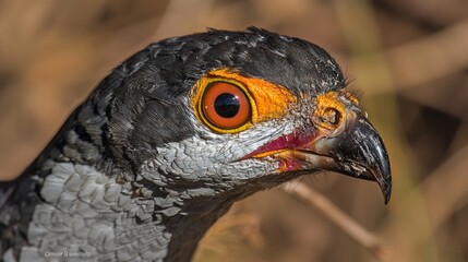 Fototapeta premium Close-up of a crested hawk-eagle head, outdoors