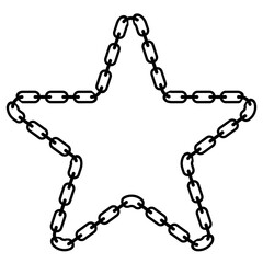 Black and white illustration of a star with chain. Vector image.