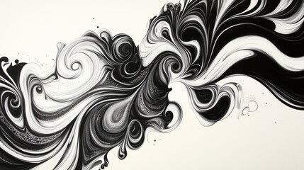 Fototapeta premium Black and white ink abstract. Generative AI