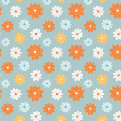 Seamless pattern with daisies. Vector Illustration.