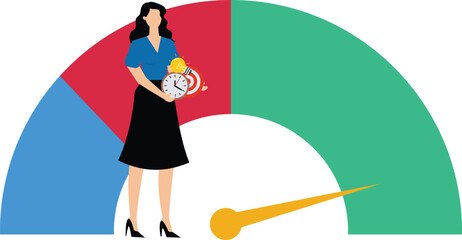 Multitasking job or success talent, work productivity or efficiency, employee performance or skill for job achievement, smart businesswoman on high performance handle multitasks