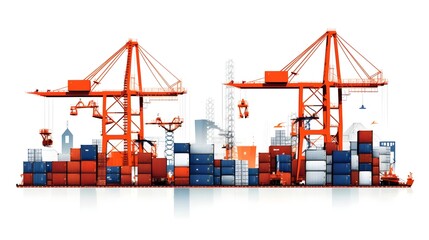 Fototapeta premium Comprehensive icons depicting various aspects of logistics and cargo delivery processes including containers cranes directional arrows and delivery confirmation elements