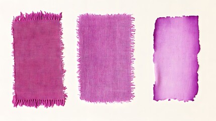 Three Purple Fabric and Paper Textures Swatches