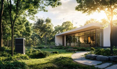 Modern House in Lush Green Forest Setting