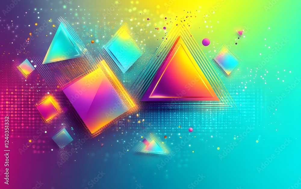 Wall mural Vibrant Geometric Abstract Background with Triangles and Squares