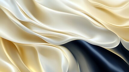 Obraz premium Elegant flowing fabric, gold, white, blue