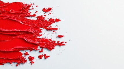 Abstract Red Paint Stroke on White Textured Background