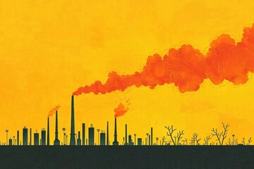 Fototapeta premium Environmental engineer analyzes pollution impact industrial landscape