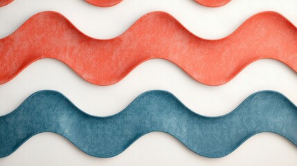 Abstract Wavy Lines Coral Teal White Glitter Texture Background