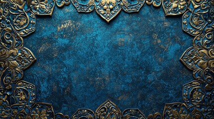 Elaborate Blue Mandala Background with Ornate Border Design for Vertical Composition