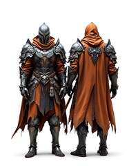 Dark Fantasy Knight Armor 3d Model Orange Cloak