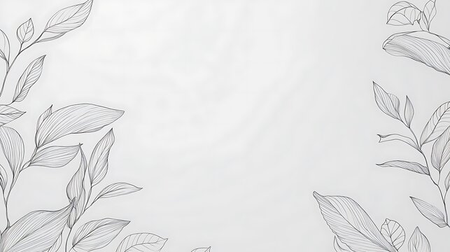 Elegant leaves frame, white background, design