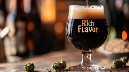 Rustic Bock Beer Day Celebration Rich Flavors in Dark Craft Lager - Autumn Festive Decor and Marketing for Brewery Tours and Tastings