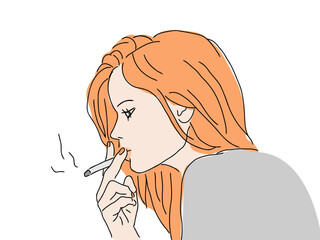 Woman smoking a cigarette, relaxed