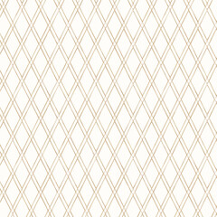 Seamless pattern based on traditional Japanese ornament Kumiko.Gold lines.White background.
