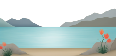 PNG Sunset border landscape nature mountains.