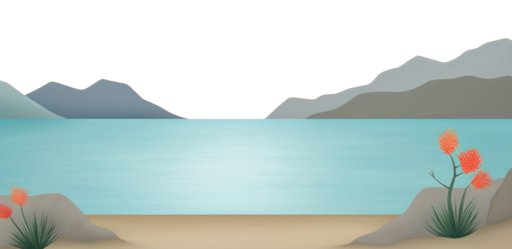 PNG Sunset border landscape nature mountains.