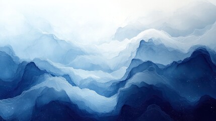 Obraz premium Abstract Blue Mountain Range Artwork Depicting Serenity