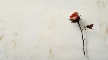 Dried pink rose, white background. Generative AI