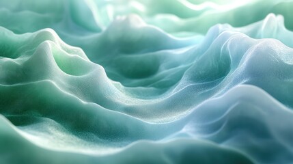 Obraz premium Abstract Teal Fabric Waves Softly Undulating