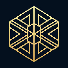 Sophisticated Art Deco Design with Gold Line Geometry