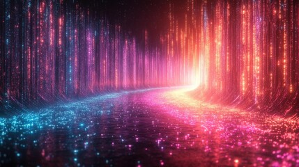 Path of Glowing Lights. Generative AI