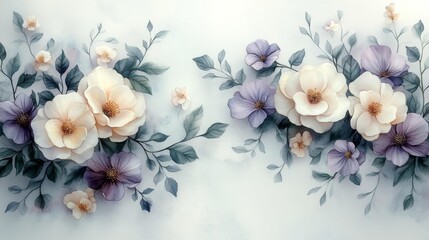 Purple and White Floral Bouquet. Generative AI