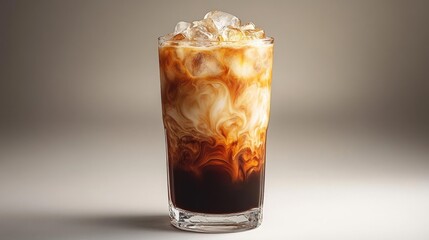 Iced Coffee with Swirling Cream. Generative AI