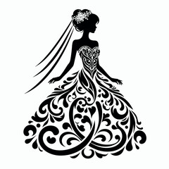 Elegant Bride in White Wedding Dress

