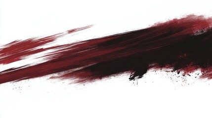 Abstract Crimson and Black Brushstrokes on White Background