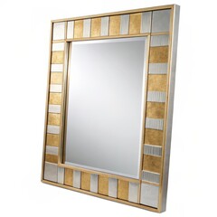 Metallic Gold and Silver Mirror on a white background