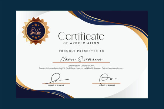 Modern and Luxury Certificate Template Set. Elegant Badge and Award Vector for graduation, Diploma and Achievement.