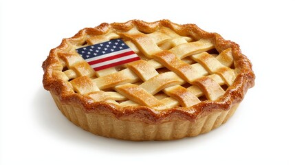 Golden Brown Apple Pie with American Flag Decor