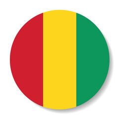 The flag of Guinea. Flag icon. Standard color. Circle icon flag. 3d illustration. Computer illustration. Digital illustration. Vector illustration.