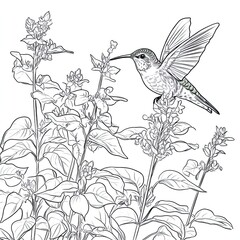 Hummingbird Friendly Garden Simple Scarlet Sage Coloring Page