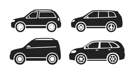 Diverse silhouettes of auto vehicles illustrating various designs and styles for transport enthusiasts. Generative AI