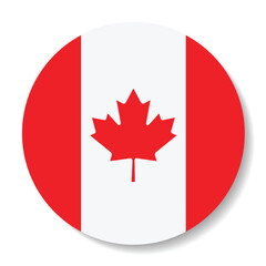 Canada flag. Canada circle flag. Button flag icon. Standard color. Circle icon flag. Computer illustration. Digital illustration. Vector illustration.
