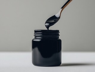 Liquid Himalayan Shilajit resin in jar