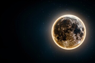 Obraz premium March Full Moon. Glowing full moon against a starry night sky.