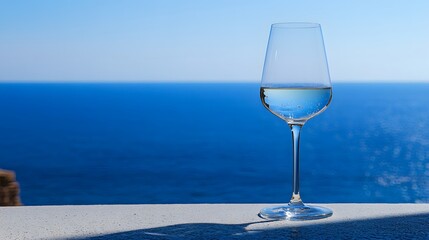 Obraz premium Ocean View White Wine Glass Summer Drink Relaxation