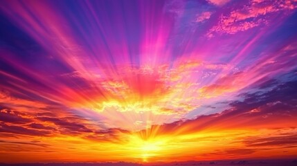 Fototapeta premium A vibrant sunset with streaks of orange, pink, and purple, creating a truly fantastic sky.