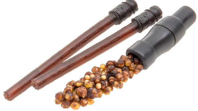 Brown Fishing Bait Dispenser with Pellets