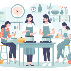vector image of people cooking