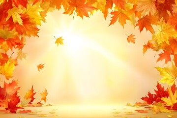 Autumn Background Golden Maple Leaves Fall Season