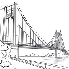 Fototapeta premium Coloring Book Diverse Bridges Architectural Illustrations for Creative Fun